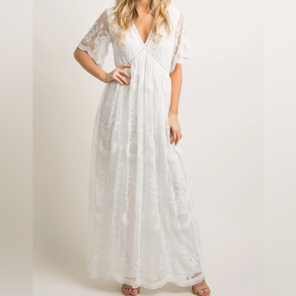 Pinkblush White Lace Maxi Dress